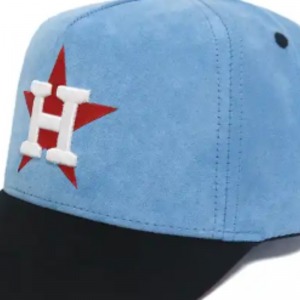 Hot Hat Design 5 panel ruskindblå og sorte baseballkapper med brugerdefineret logo fladt broderi og 3D puff broderi hatte