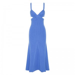 OEM Summer Holiday Party Sexy Cutout Waist Cross Effect Sweaters Casual Custom Fast Color Strik mini kjoler Kvinder