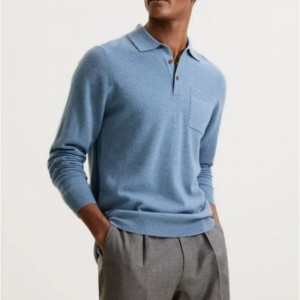 Engros blank italiensk-cashmere sweater med polo krave