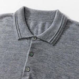 Engros skræddersyet efterårs vintermænds strikkede sweater poloshirt