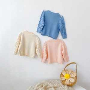 Børn baby sweater krave strikket cardigan jakke baby sweater frakke piger cardigan efterår vinter trøjer