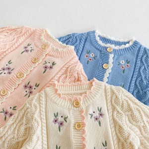 Børn baby sweater krave strikket cardigan jakke baby sweater frakke piger cardigan efterår vinter trøjer