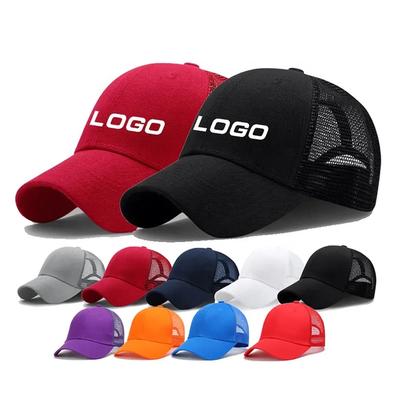 Tilpasselig OEM -logo sommernet baseball cap baseball cap unisex mesh hat til mænd kvinder