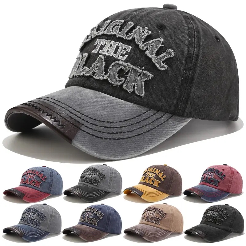 OEM logo brugerdefineret logo mænd kvinder vasket ulykkelig denim bomuld twill bomuld baseball cap vintage justerbar far hat