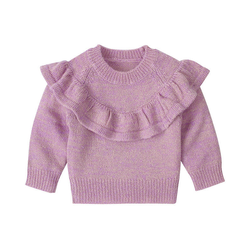 Baby tøj piger langærmet strik ruffle sweater solid farve strikningsmønstre baby piger trøjer