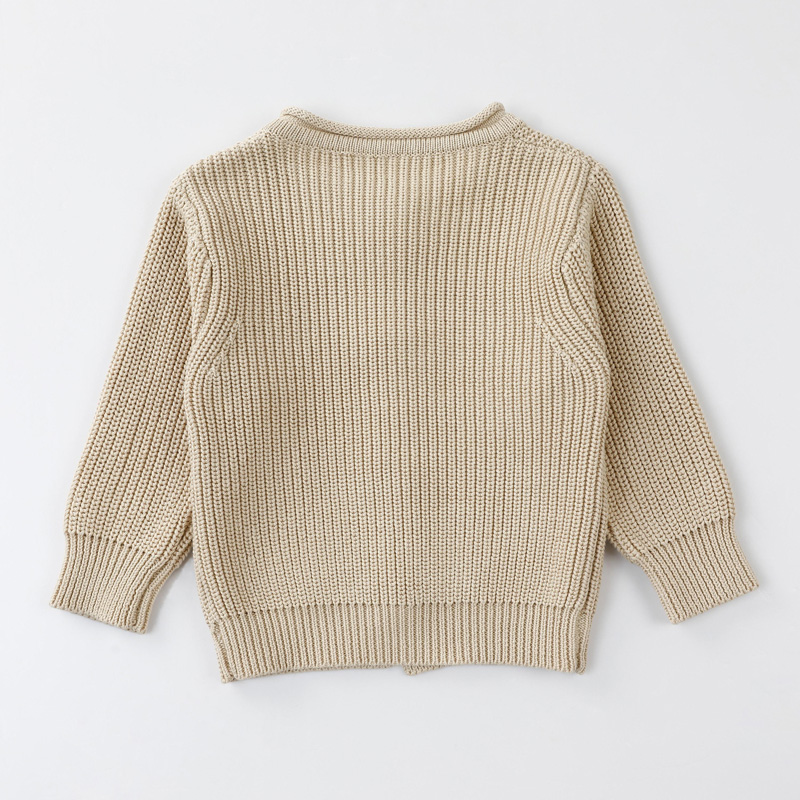 Børn sweater børn afslappet cardigan med solidt beigenyt tøj