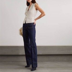 strikstøj fabriks brugerdefineret 2023 Kvinder tøj sommer tøj ærmeløs sweater hals pullover strikede trøjer