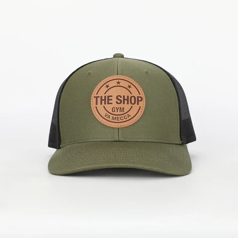 Engros brugerdefineret voksen 6 panel læder patch logo Lav profil Richardson 112 Gorras Mesh Snap Back Trucker Cap Hat