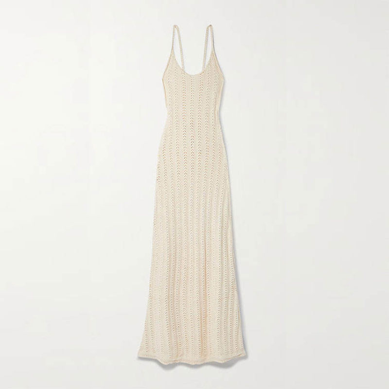 Striktøjsproducenter brugerdefineret rund hals slynge hul ud rygfri sexede kvinder strikket kjole