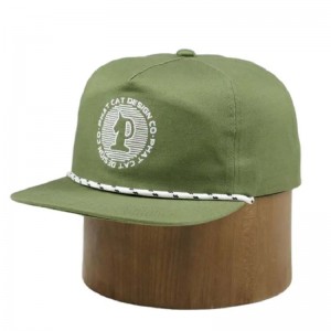 Brugerdefineret OEM -design Logo Ustruktureret 100% Nylon Snapback Cap Hat med reb
