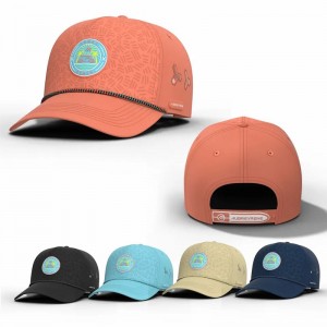 Fabrik engros brugerdefineret høj kvalitet vandtæt 5 panel justerbar mesh skæring perforeret hul trykket logo baseball caps hat