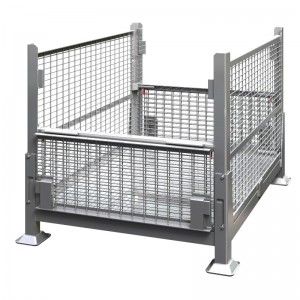 Metal Wire Mesh Bulk Container med halv dråbe døre - sammenklappelige