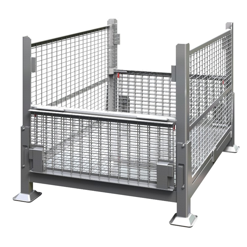 Metal Wire Mesh Bulk Container med halv dråbe døre - sammenklappelige