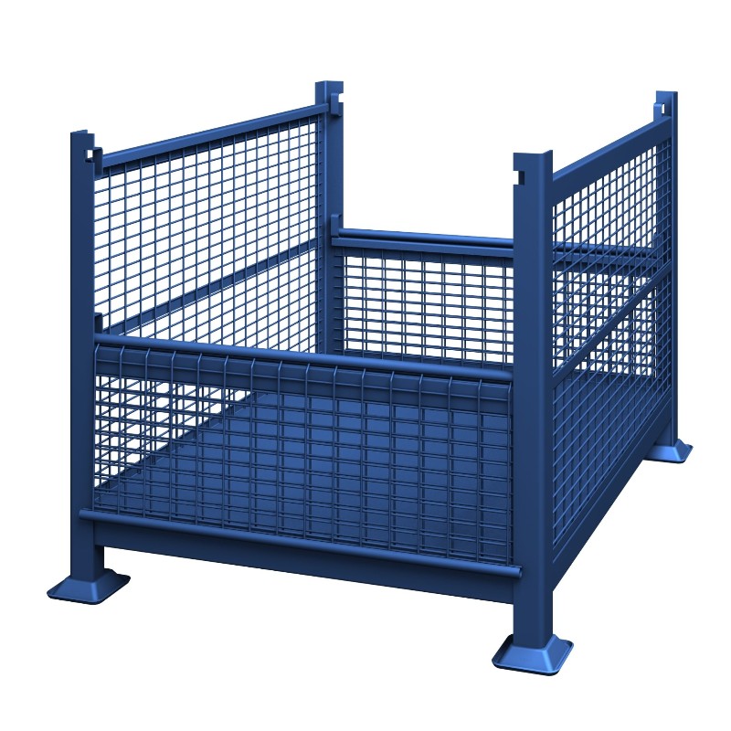 Metal Wire Mesh Bulk Container med halv dråbe døre - sammenklappelige