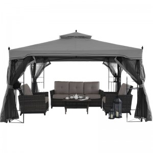 10 \\\\ \'x 10 \\\\\' Stål udendørs gårdhave Gazebo Garden baldakin med aftagelige mesh gardiner beige top klud