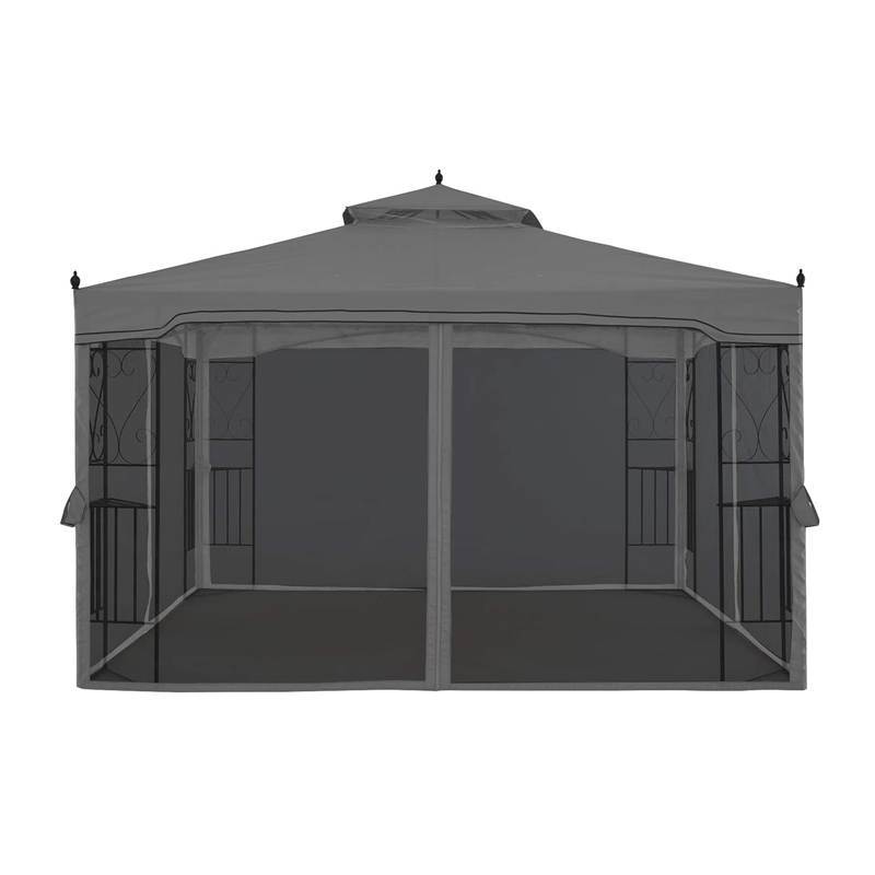 10 \\\\ \'x 10 \\\\\' Stål udendørs gårdhave Gazebo Garden baldakin med aftagelige mesh gardiner beige top klud