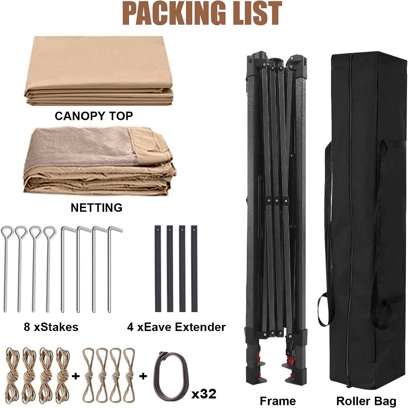 Haveforsyninger Pergola aluminium udendørs lysthus udendørs aktivitetsbrug med myggenet, lysebrun