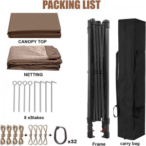 Haveforsyninger Pergola aluminium udendørs lysthus udendørs aktivitetsbrug med myggenet, chokolade