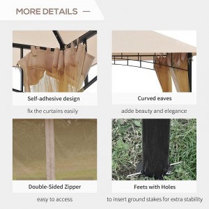 10 \\\\ \'x 10 \\\\\' Udendørs gårdhave Gazebo baldakin med mesh-sidevægge, 2-lags baldakin til baghaven, beige