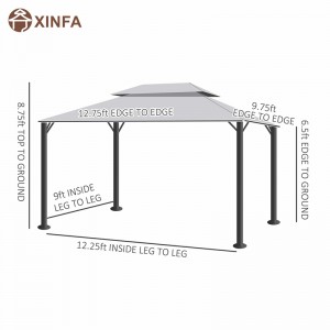 10 \\\\ \'x 13 \\\\\' Patio Gazebo Double Roof Outdoor Gazebo Canopy Shelter mednetting&gardiner, grå