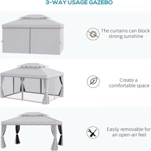 10 \\\\ \'x 13 \\\\\' Patio Gazebo Double Roof Outdoor Gazebo Canopy Shelter mednetting&gardiner, grå