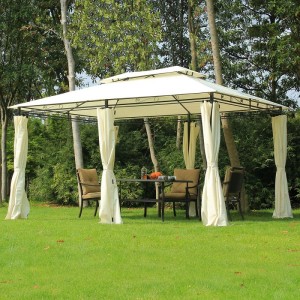 10 \\\\ \'x 13 \\\\\' udendørs blød top lysthus pergola med gardiner, fløde hvid 2-lags stålramme lysthus til gårdhave