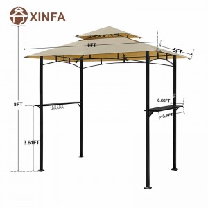 8 \\\\ \'x 5 \\\\\' 2-lags baldakin Top Grill Gazebo Udendørs gårdhave Barbecue Gazebo husly med robust stålramme
