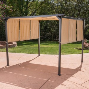 10 \\\\ \'x 10 \\\\\' Udendørs udtrækkelig pergola Gazebo telt hjem Dione Outdoor Steel indrammet, brun