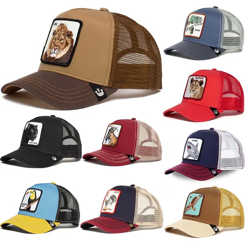Engros personaliseret brugerdefineret logo Animal tegneserie mesh broderet trucker hat