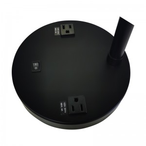 To toner skrivebordslampe med sort og lysegul finish, en på/off rockerafbryder og to praktiske forretninger i værelse