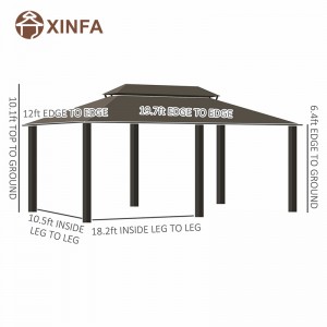 20 \\\\ \'x 12 \\\\\' aluminiumsramme hardtop Gazebo baldakin med galvaniseret stål dobbelt tag