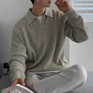 Pullover jumper mænds efterår og vinter fortykket halvt skildpadde lynlås sweater