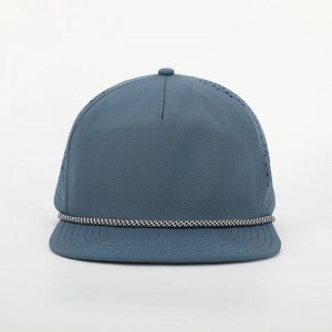 OEM Custom Design Logo 5 panel klassisk ustruktureret almindelig blank laserskæring 5 panel perforeret gorrasnylon reb hat