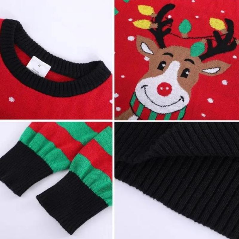 Stoke engros-uhyggeligt glædelig pullover strikket familiepar jul sweater