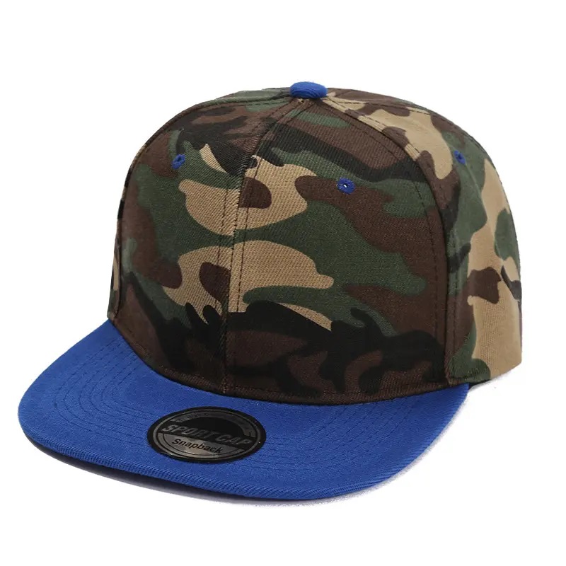 Broderi monteret cap sort snapback baseball cap hat camouflage kontrast farve