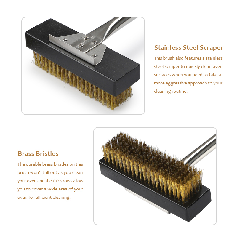 Længde 53 tommer kobberbørste pizza grill rengøringsbørste til pizza ovn BBQ grill