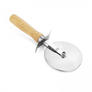 Pizzahjulskærer Rustfrit stål Pizza Cutter Machine Pizza Slicer med træhåndtag Let at rengøre