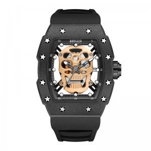 Baogela Skull Tonneau Watch Top Brand Quartz Rustfrit stål ser vandtæt kreativt ur silikonestrop håndledsur Rose 4141