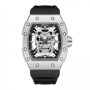 Baogela Skull Tonneau Watch Top Brand Quartz Rustfrit stål ser vandtæt kreativt ur silikonestrop håndledsur Rose 4141