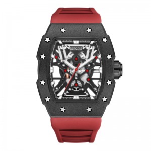 Baogela Top Brand Dominant Tonneau Mekanisk industriel stil Skelet Luminous Vandtæt Sportsure Stål Silikone Watch 4147