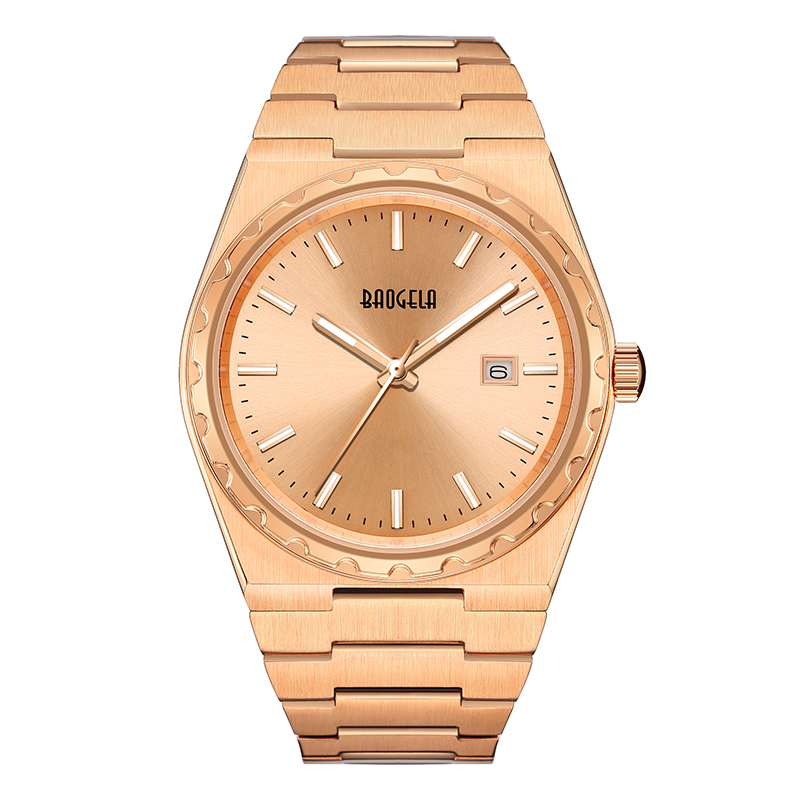 Baogela 40mm Brand All Gold rustfrit stålmænd \\\\ \'s armbåndsur klassiske forretning 50 m vandtæt Japan Movement Quartz Watch for Men 22801