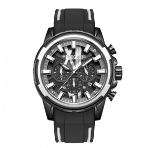 Baogelanye ure mænd rustfrit gummi stropp blå ur til mand luksus vandtæt kronograf armbåndsur lysende genlogio 22601