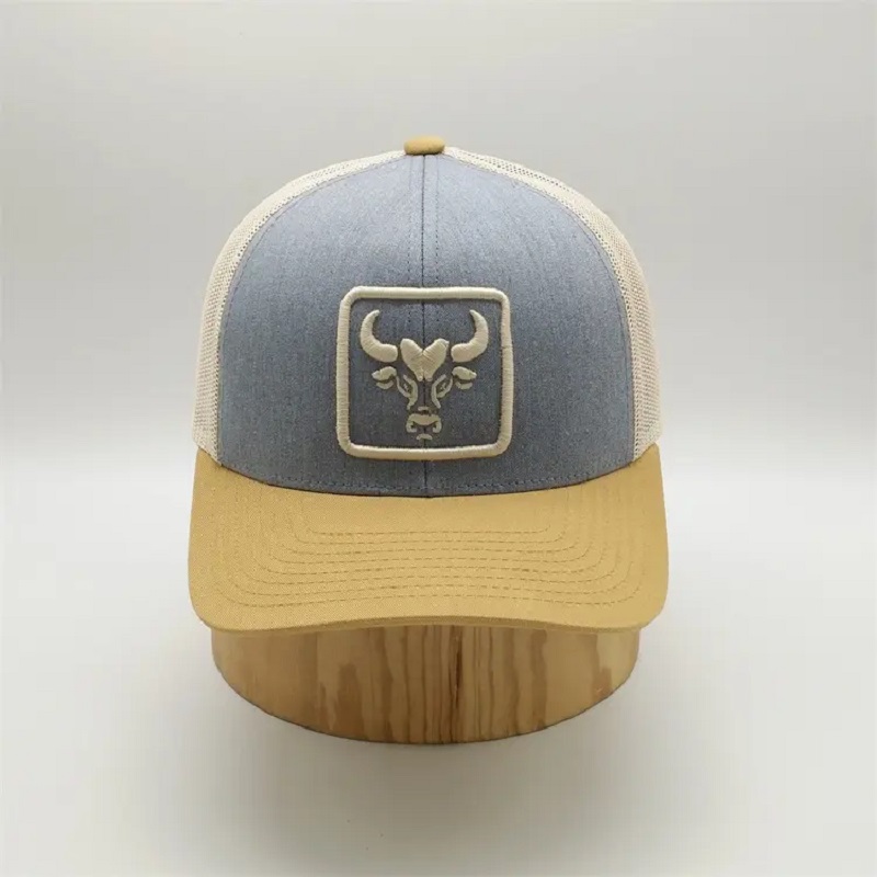 OEM Brugerdefineret 6 panel Forbuet Brim Mesh Snap Back Sports Hats, Wholesale Truck Gorras, 3D broderet logo trucker cap