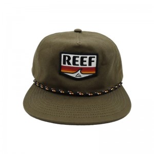 Ustrukturerede snapback hatte med reb retro 5 paneler vævet patch label bomuld twill snapback caps sportman hat