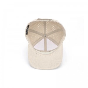 Engros brugerdefineret høj kvalitet 7 panel fladt Brim Printed Patch Logo Luxury Snapback Caps, Laser Cut Hole Perforated Herre Hat