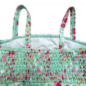 Blomsterprint i ét stykke shirr børn badedragter