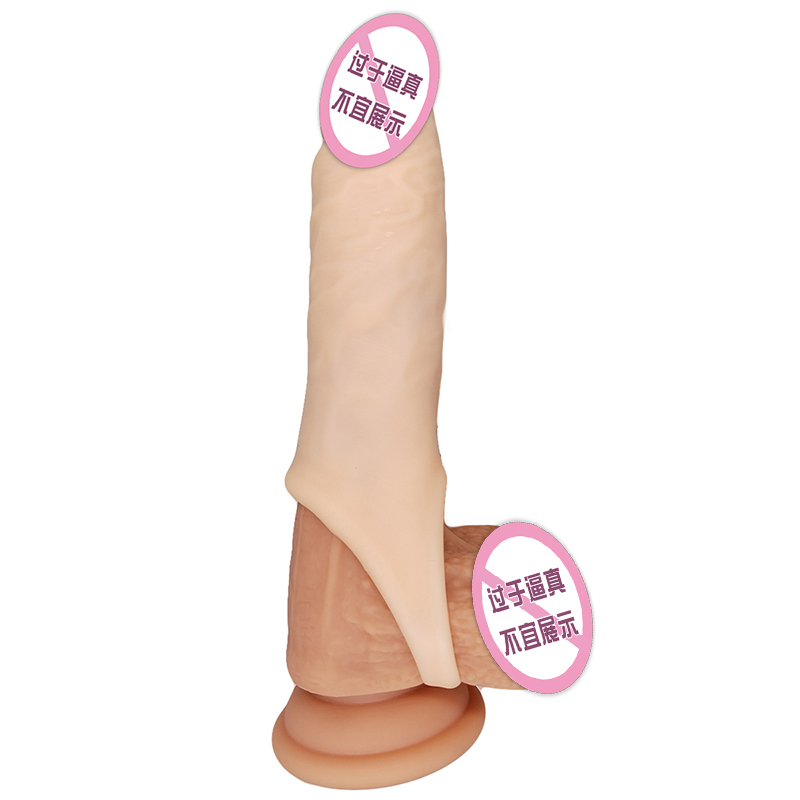 843 Realistic Penis Sleeve Penis Cover Extender Kondomer til mænd Genanvendelig Liquid Silicon Dildo Penis Sleeve Extender til mænd