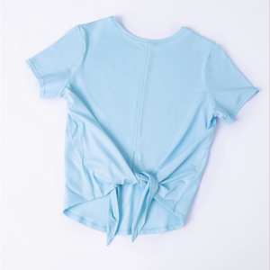 Elastiske split O Neck Yoga T-shirts