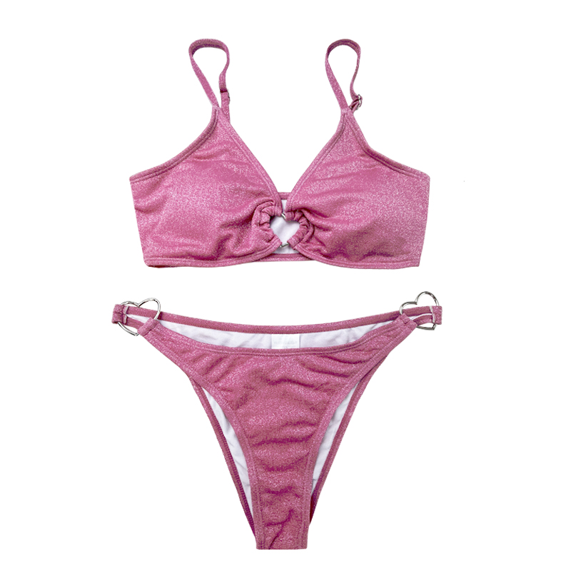 Metalring to-delt farve badedragt