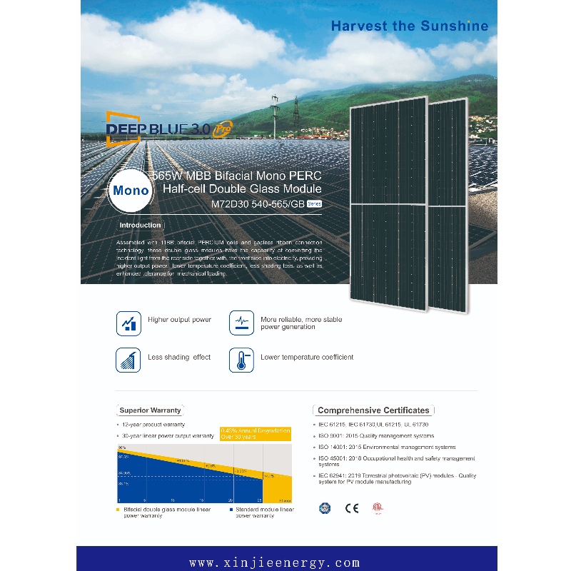 550 W-610 W Photovoltaic Solar Energy System Factory Direct Sales fra Kina